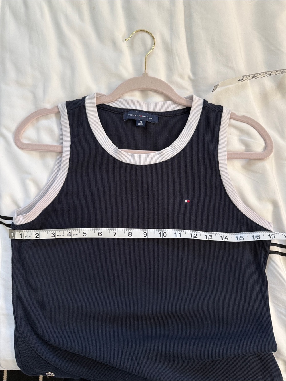 Tommy Hilfiger Navy Blue Maxi Tank Dress with Cream Trim - Picture 5 of 7